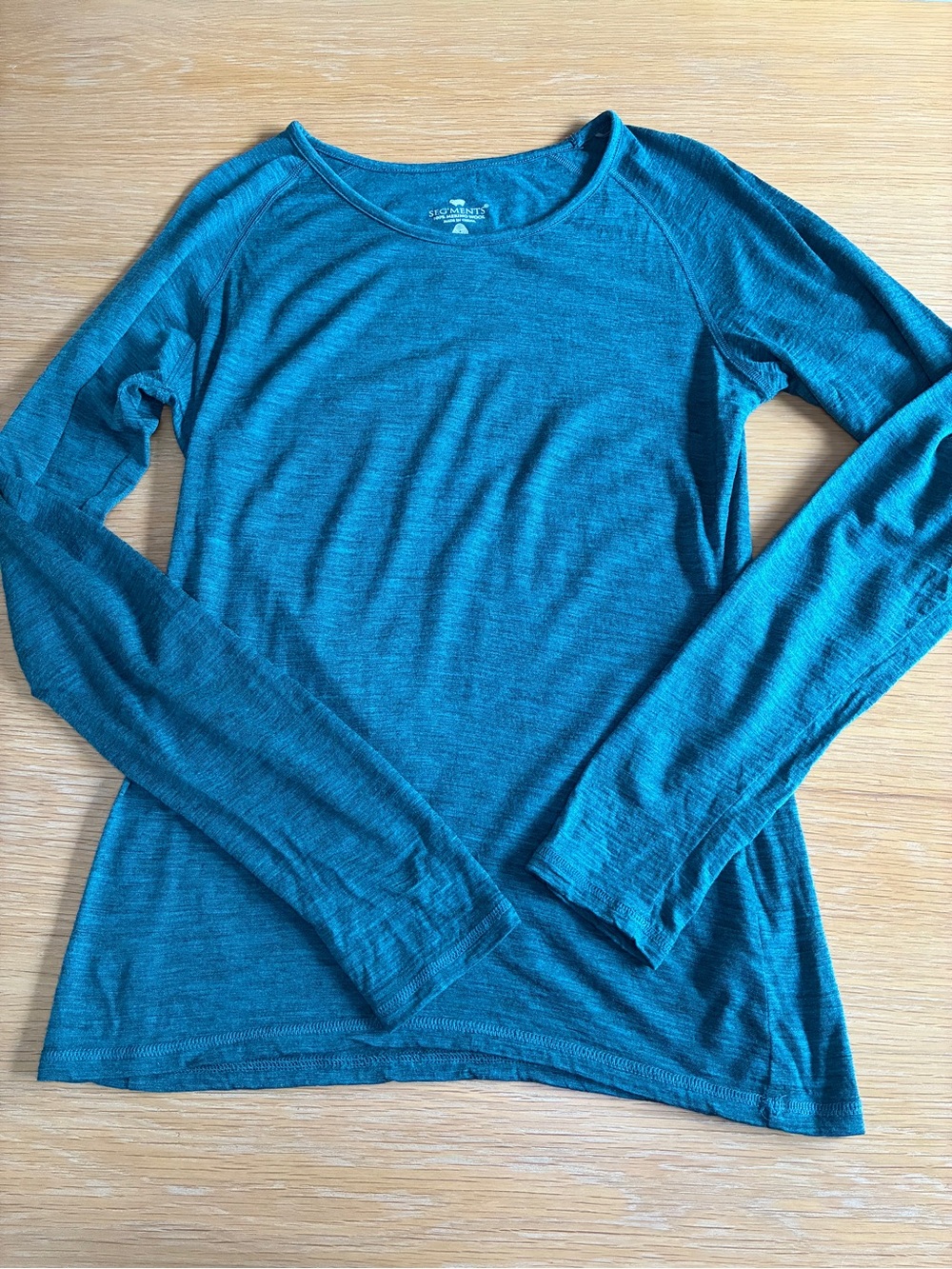 Segments-Merino Wool-Base Layer-Long Sleeve-Teal-Blue-Winter-Ski-Fall-Outdoors-S